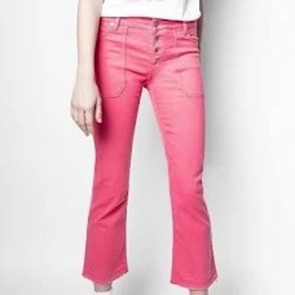 Zadig & Voltaire NWT Londa Denim Jeans Pink Size 26 Missing a button MSRP $278 - Picture 3 of 10